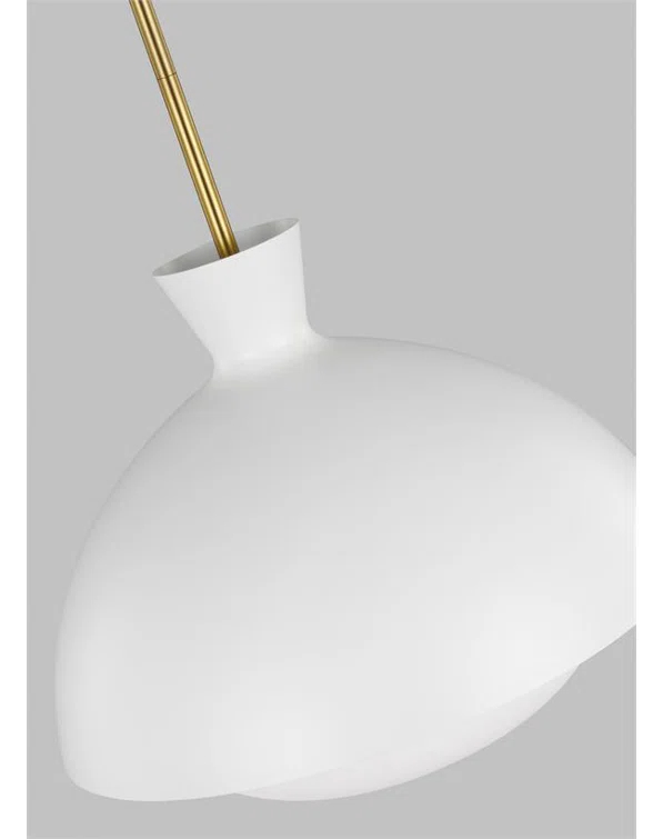 Lucerne Matte White and Burnished Brass Globe Pendant Light