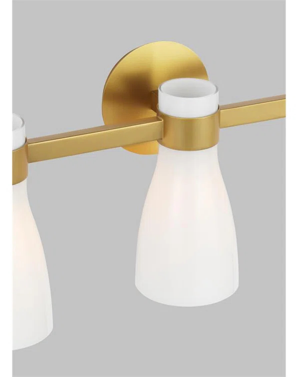 Moritz Burnished Brass Bathroom Vanity Light with Glass Shades