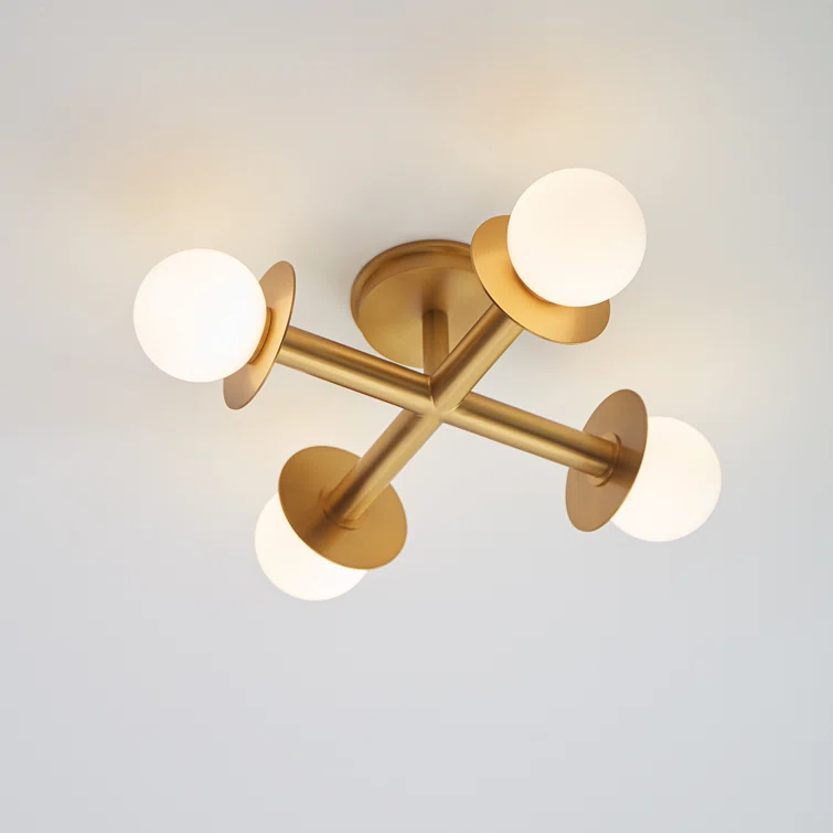 Nodes Semi-Flush Mount Light by Kelly Wearstler - Burnished Brass / 18"Dia