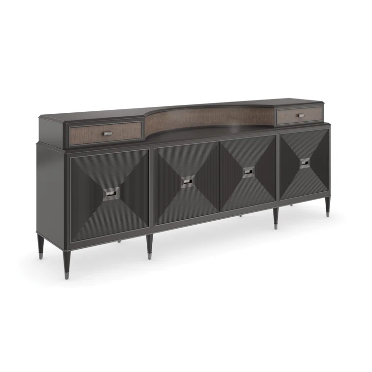 91.5'' Dark Chocolate and Charcoal Solid Wood Sideboard