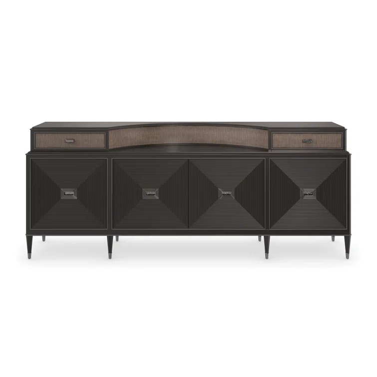 91.5'' Dark Chocolate and Charcoal Solid Wood Sideboard