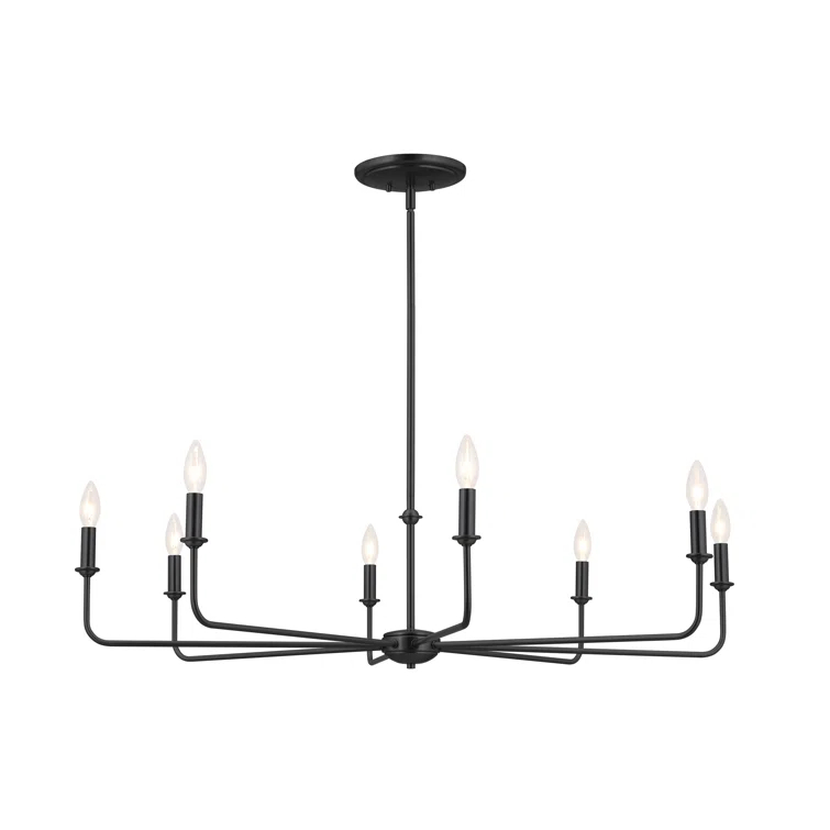 Classic 8 Light Chandelier with White Linen Shades