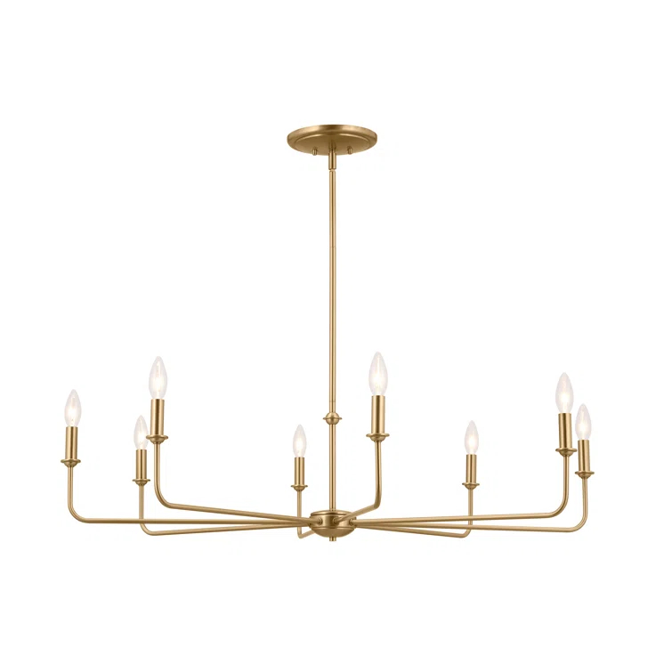 Classic 8 Light Chandelier with White Linen Shades