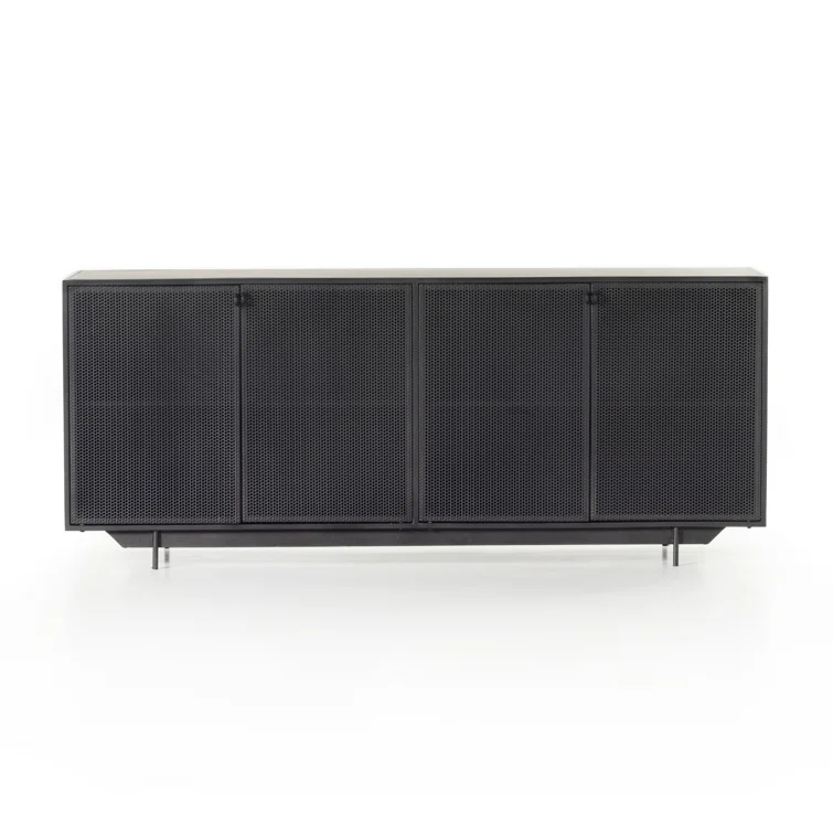 Hendrick Modern Black Iron 73'' Perforated Sideboard