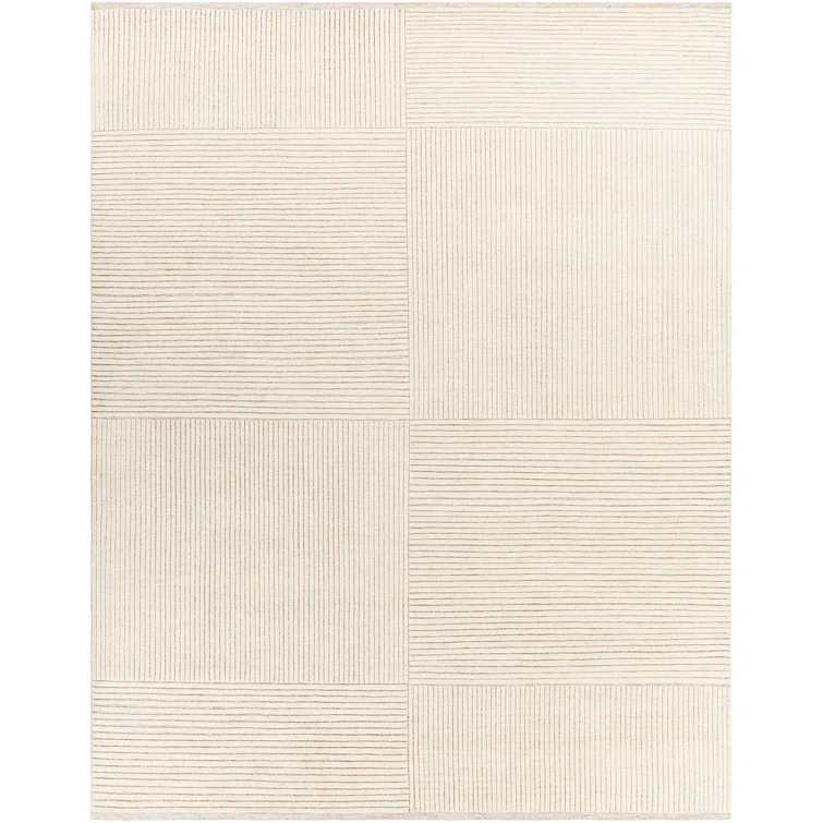 Ivory Hand-Knotted Wool 6' x 9' Area Rug