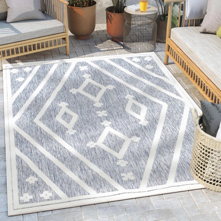 Well Woven Sila Mali Outdoor Moroccan Tribal Blue Indoor/Outdoor Area Rug