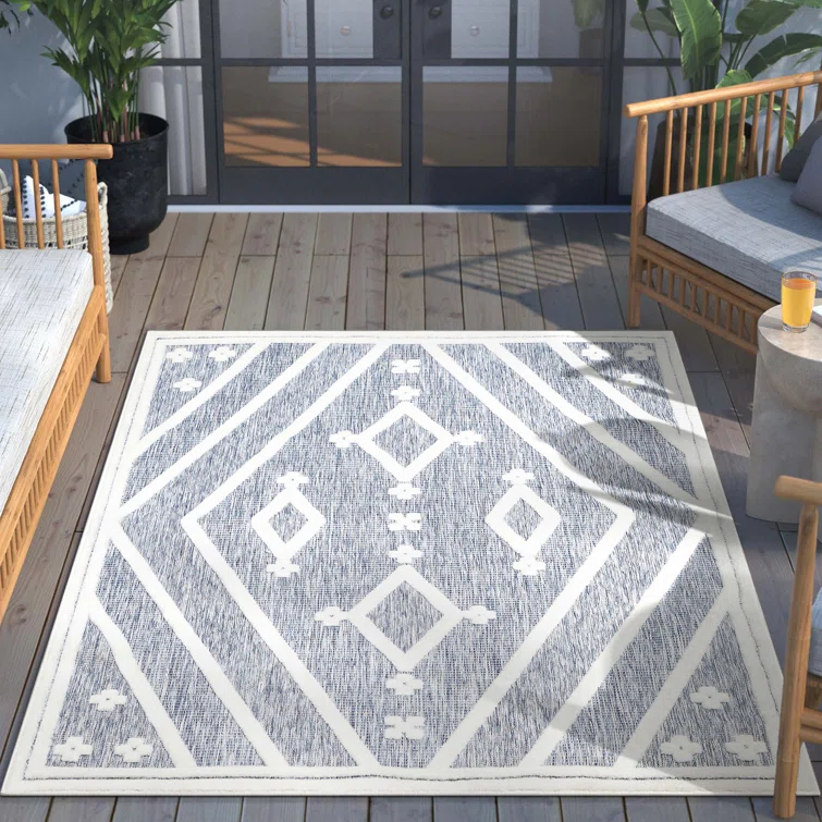Well Woven Sila Mali Outdoor Moroccan Tribal Blue Indoor/Outdoor Area Rug