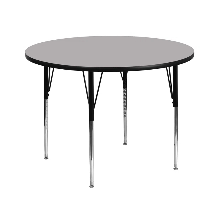 Flash Furniture 42'' Round Grey Thermal Laminate Activity Table - Standard Height Adjustable Legs