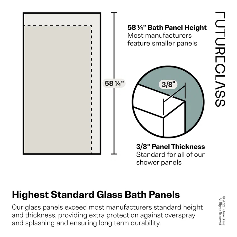 Stellar 69.5 in. W x 58.25 in. H Frameless 3 Panel Inline Bathtub Shower Door