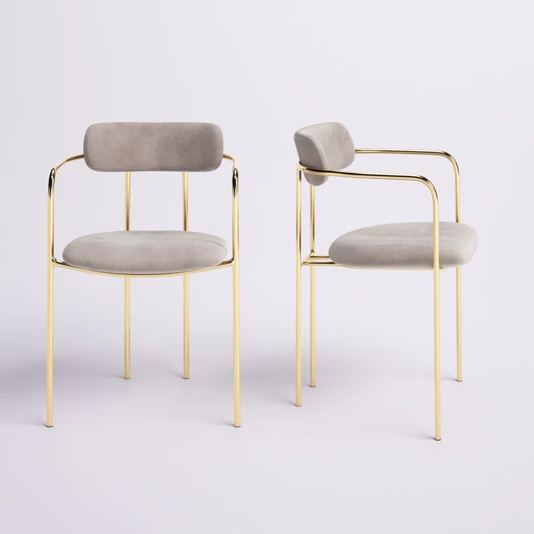 Bellatrix 18'' H Velvet Upholstered Metal Armchair