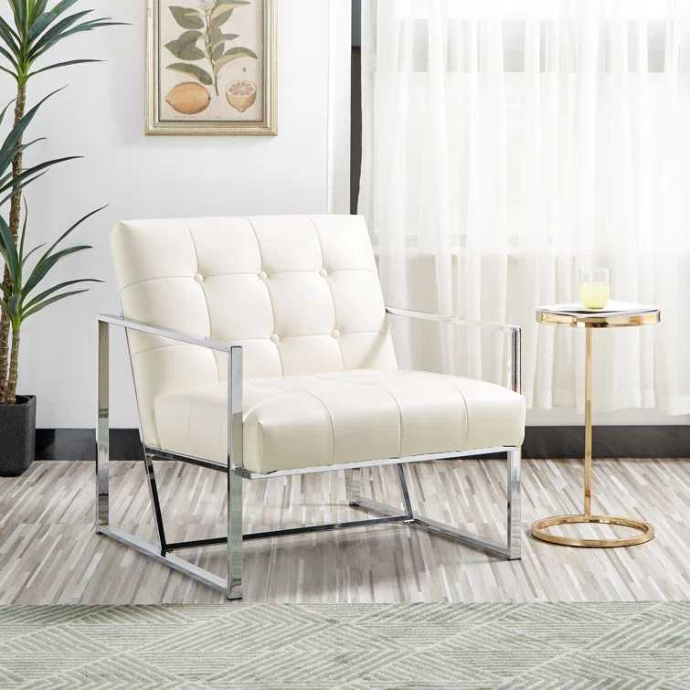 Siebo 30'' Wide Tufted Cream Armchair
