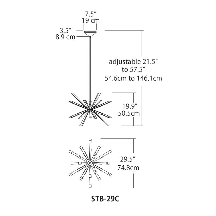 Starburst 29" Single Tier Chandelier