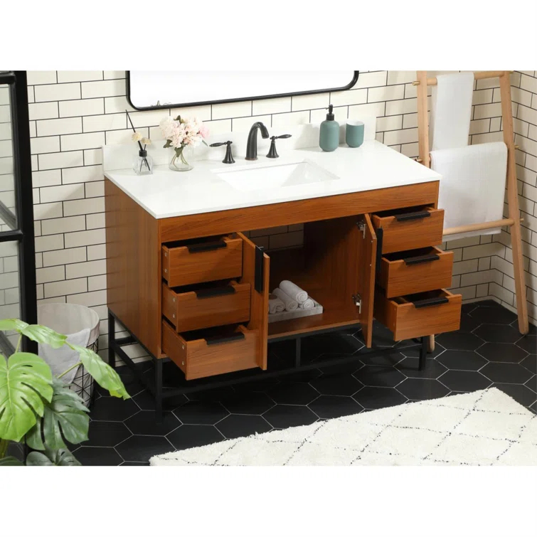 Eugene 48'' Single Bathroom Vanity with Engineered Marble Top