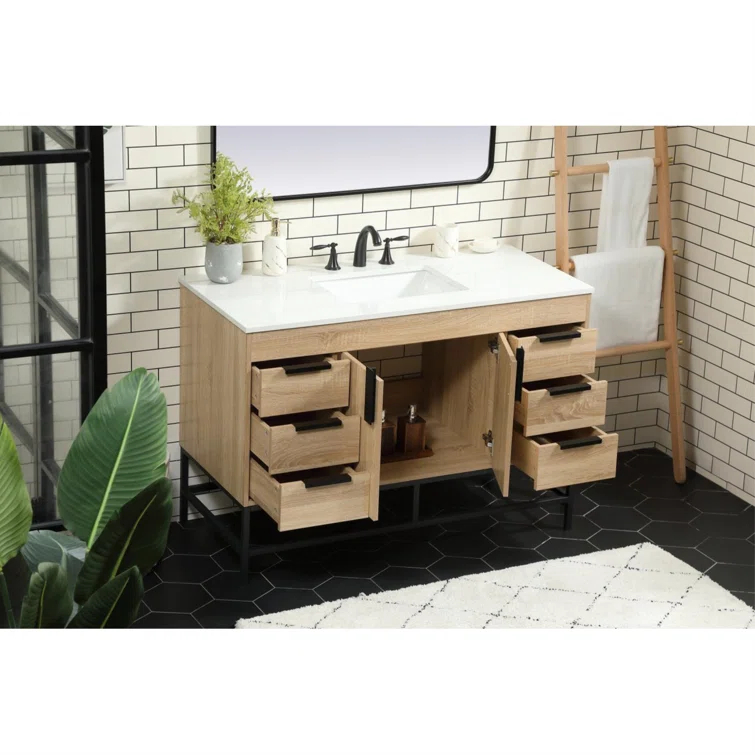 Corley 48'' Single Bathroom Vanity with Engineered Marble Top