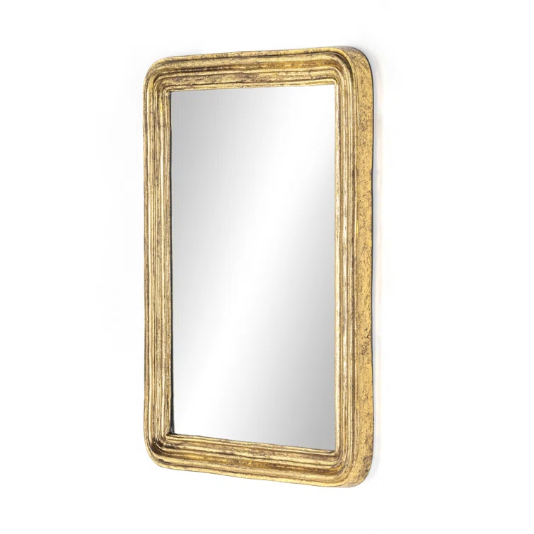 Rectangular Gold Leaf Wood Wall Mirror