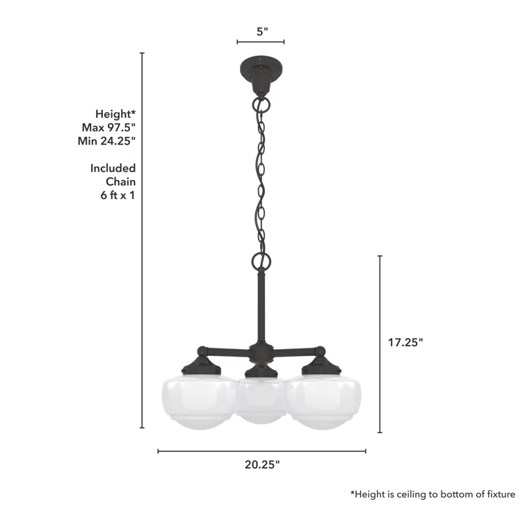 Hunter Fan Hunter Saddle Creek 3 Light Chandelier Ceiling Light Fixture