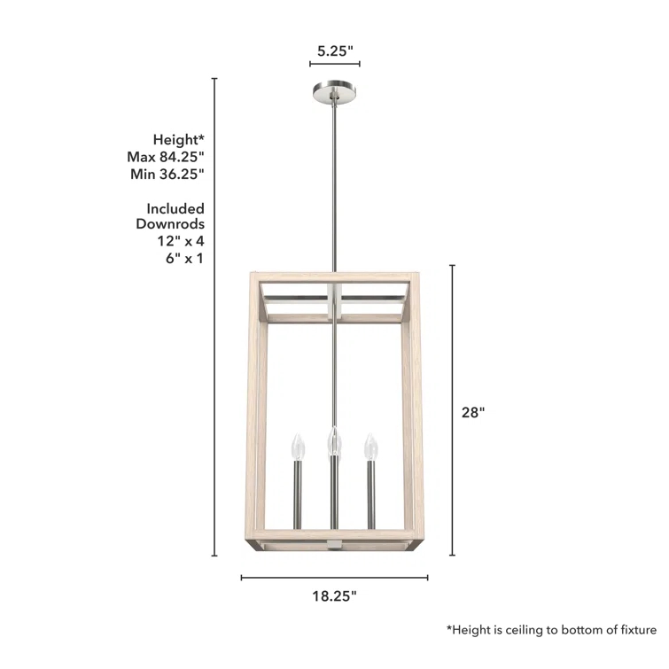 Hunter 18 Inch Squire Manor 4 Light Pendant Ceiling Light Fixture