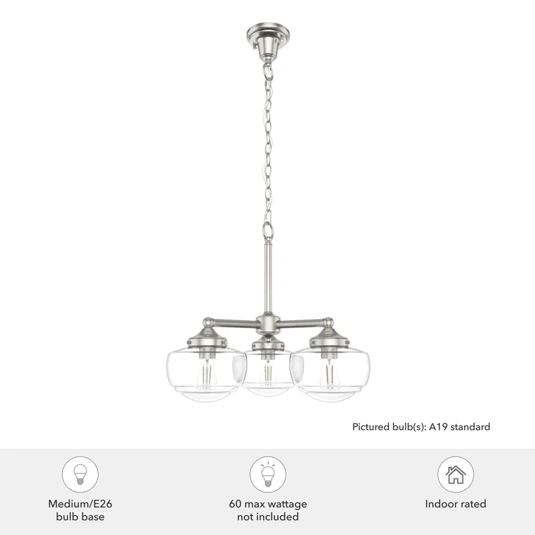 Hunter Saddle Creek 3 Light Chandelier Ceiling Light Fixture