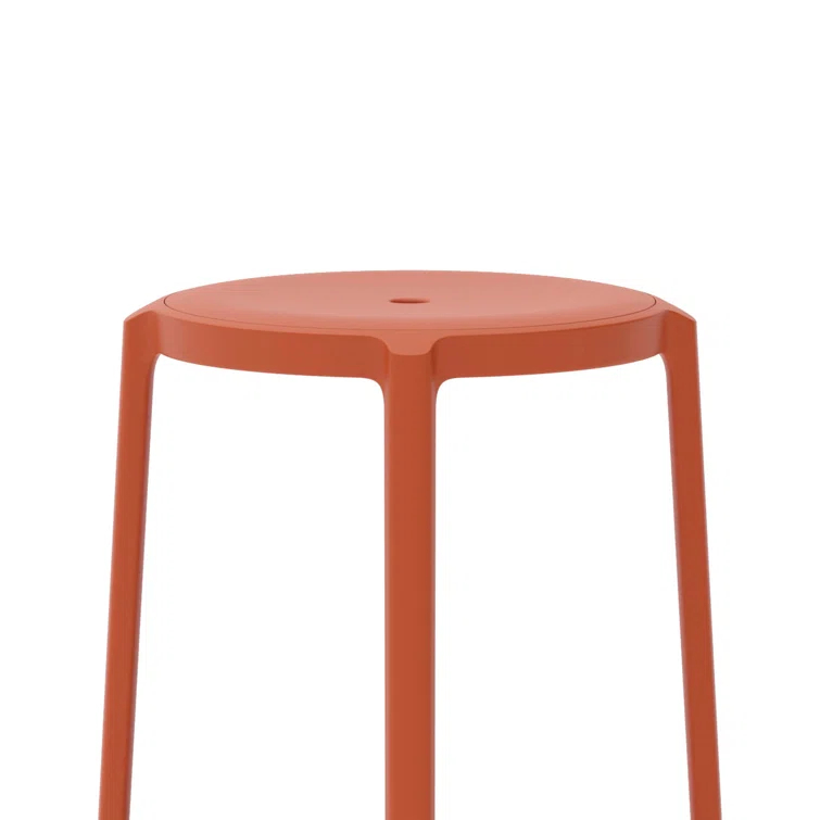 Eco-Friendly Orange Recycled PET Metal Barstool, 24.75'' Height