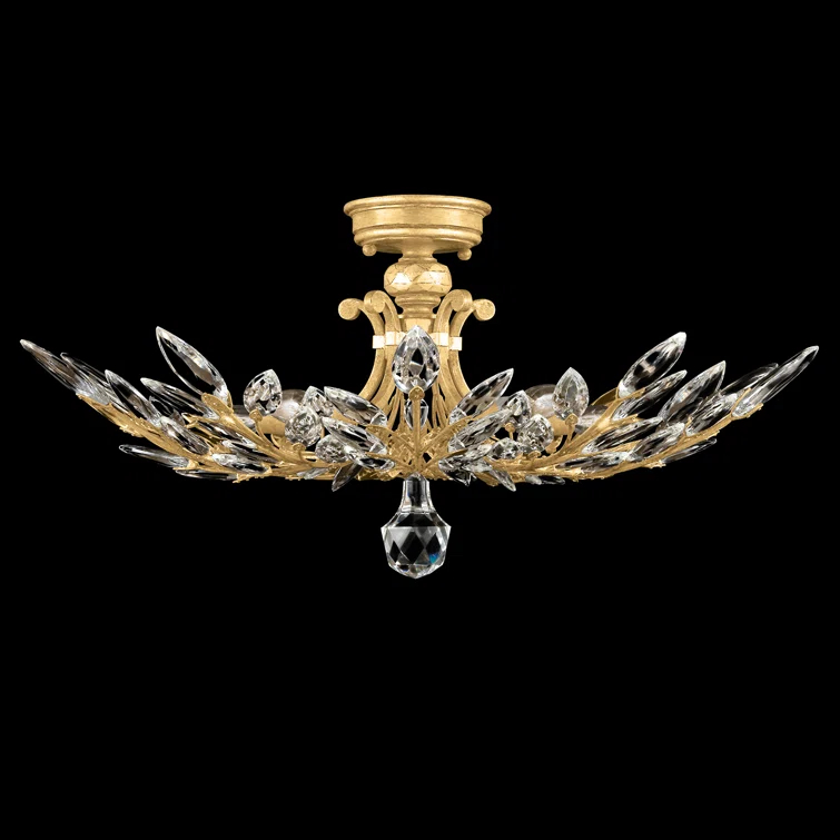 Crystal Laurel 28" Round Semi Flush Mount