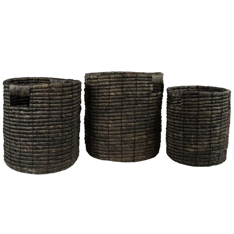Northlight Seasonal Natural Woven Table and Floor Cylindrical Seagrass Baskets