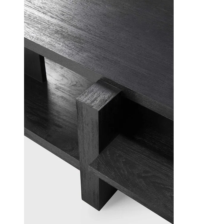 Teak Rectangular Transitional Coffee Table with Varnish Finish