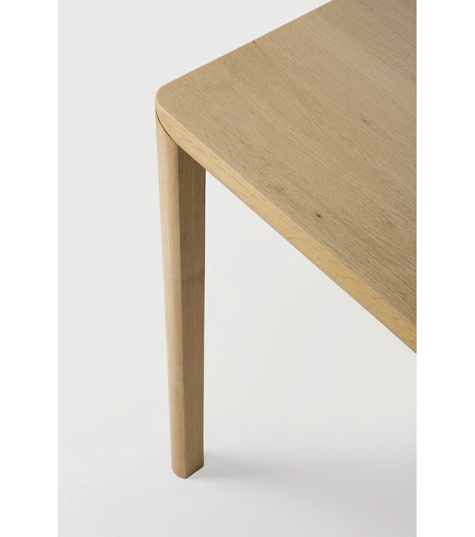 Oak Rectangular Minimalist Dining Table with Beveled Legs