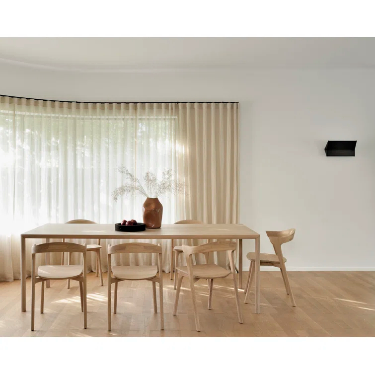 Oak Rectangular Minimalist Dining Table with Beveled Legs