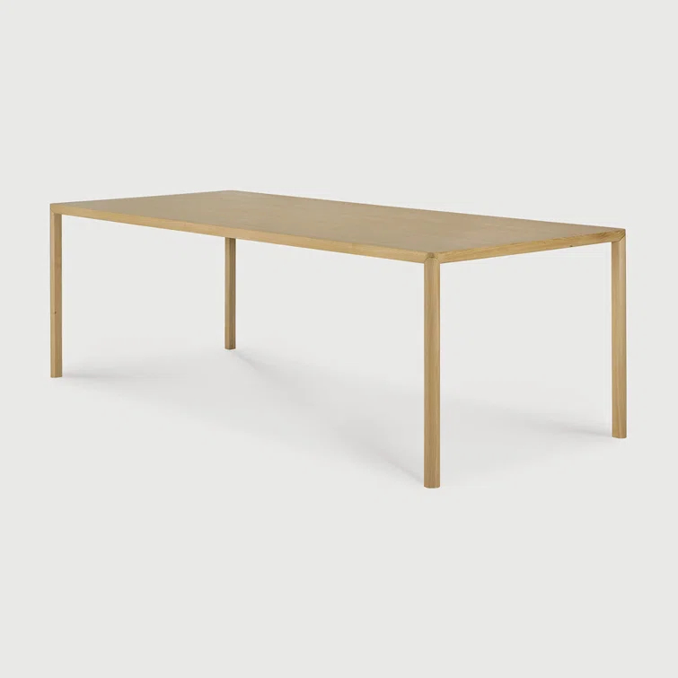 Oak Rectangular Minimalist Dining Table with Beveled Legs