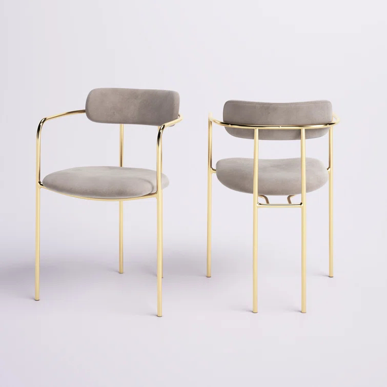 Bellatrix 18'' H Velvet Upholstered Metal Armchair