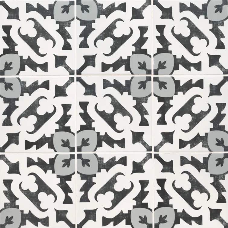 Amara 8" x 8" Encaustic Look Matte Porcelain Floor & Wall Tile