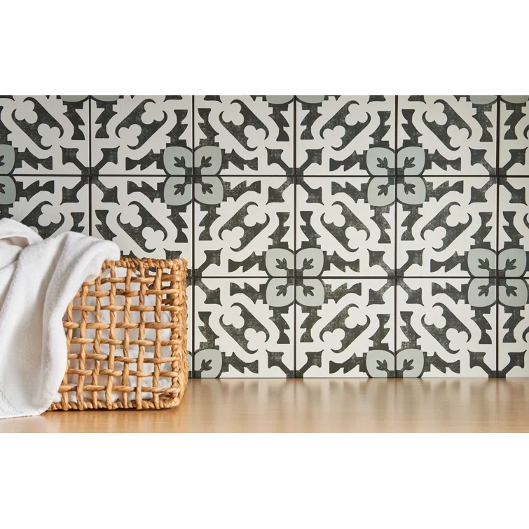 Amara 8" x 8" Encaustic Look Matte Porcelain Floor & Wall Tile