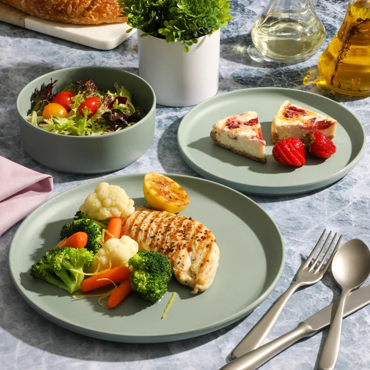 Gibson Home Canyon Crest 12-Piece Stackable Matte Melamine Dinnerware Set