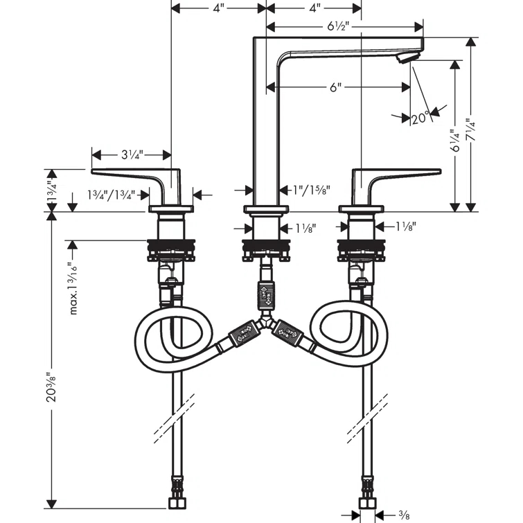 Metropol Low Flow Water Saving Widespread Bathroom Faucet