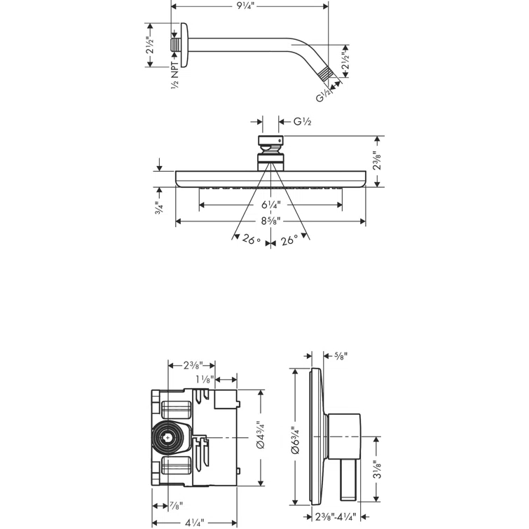 Croma Shower Faucet with Rough-in Valve