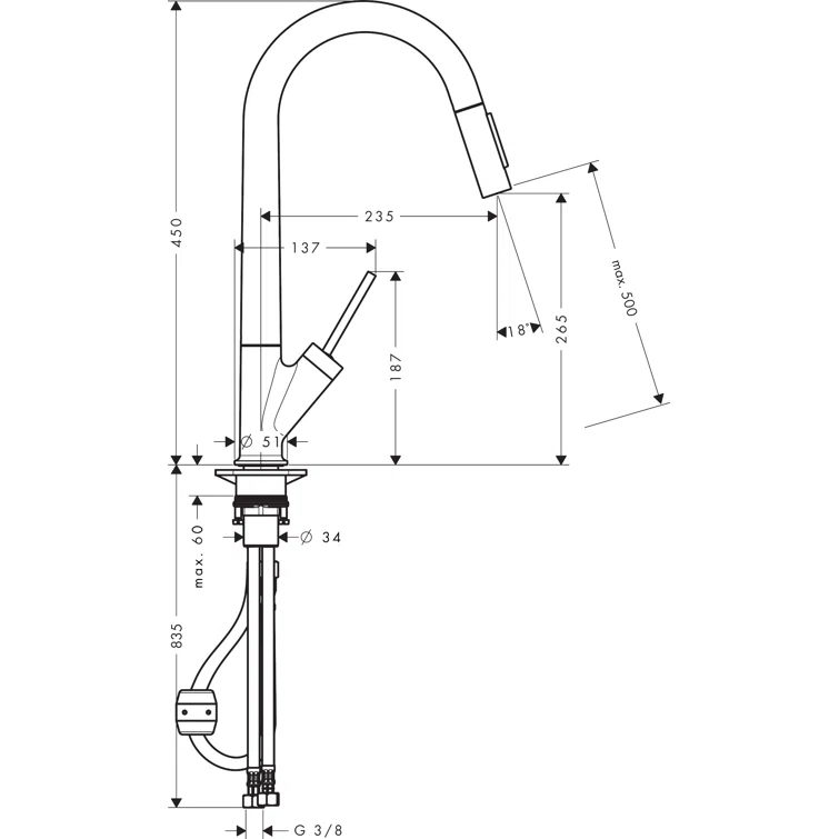 AXOR AXOR Starck Pull Down Kitchen Faucet 10821801
