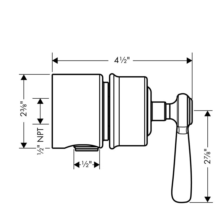 AXOR Montreux Wall Outlet With Check Valves And Volume Control, Lever Handle