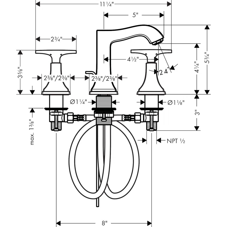 Metropol Classic Widespread Bathroom Faucet with Drain Assembly