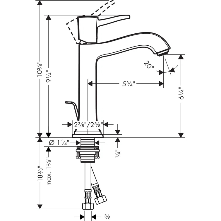 Hansgrohe Metropol Classic Single-Hole Faucet 160 with Drain Assembly, 1.2 GPM