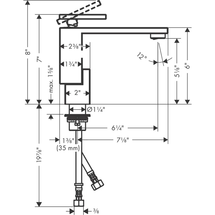 Edge Single Hole Faucet Single-handle Bathroom Faucet with Drain Assembly
