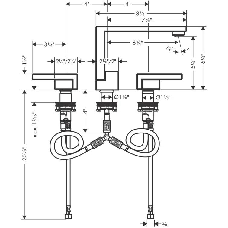 Edge Widespread Faucet 2-handle Bathroom Faucet