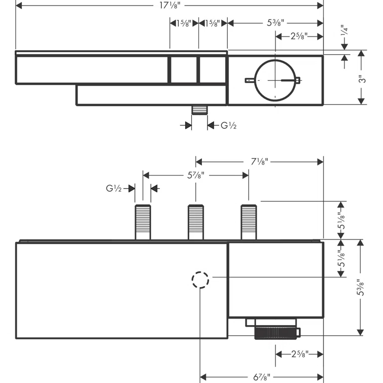 AXOR AXOR Edge Thermostatic Trim for Exposed Installation for 2 Functions Trim Kit Only 46240001