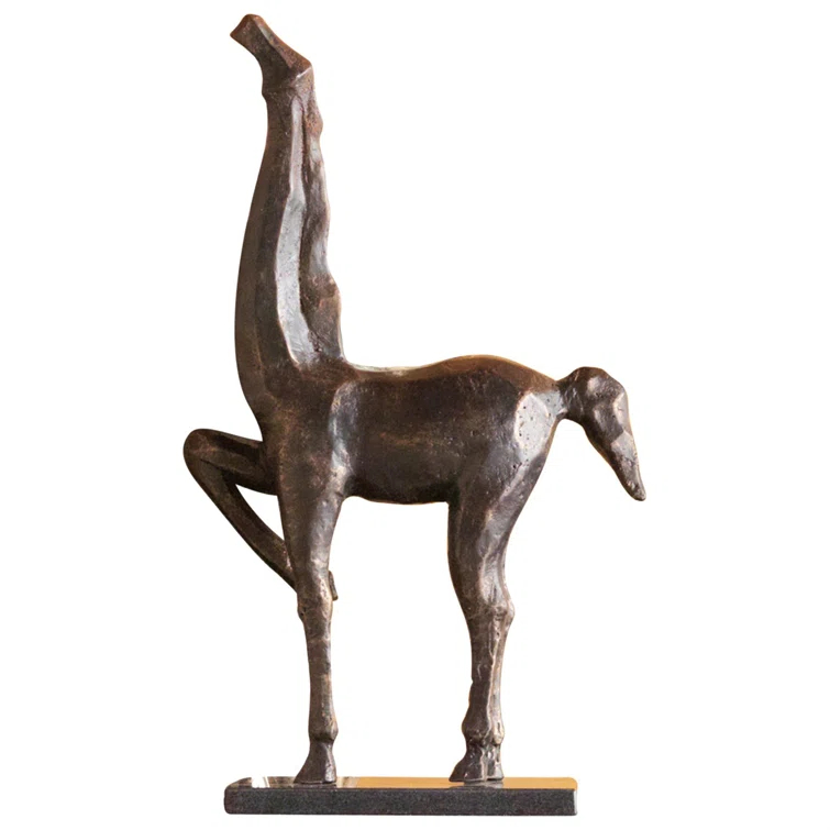Contemporary Cubist Horse Statue in Bronze Patina Metal, 20.75"H