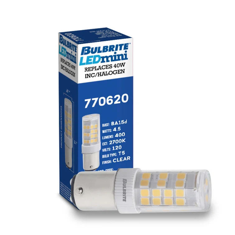 40 Watt Equivalent T5 BA15d/Small Bayonet Cap Dimmable LED Bulb