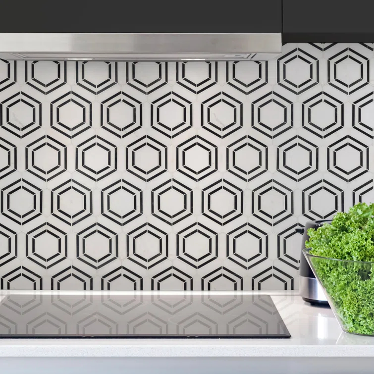 Bianco Dolomite 11" x 13" Polished Marble Mesh-Mounted Mosaic Sheet Tile