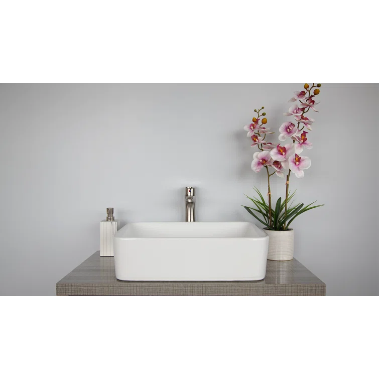 Wells Sinkware China Luxe 14.25'' White Ceramic Rectangular Bathroom Sink