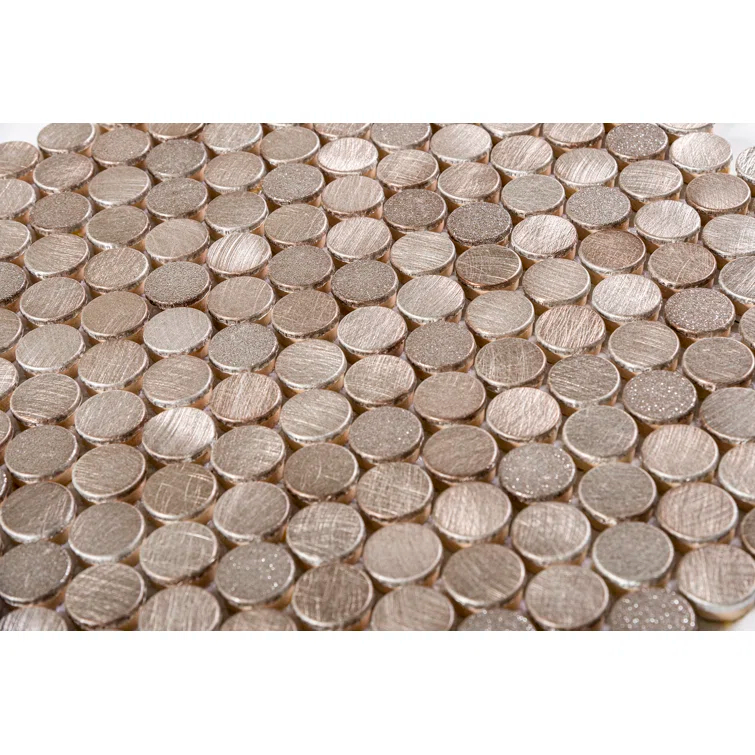 Orb 3/4" Metal Penny Round Mosaic Tile Shower Wall, Kitchen Backsplash and Wall Tile