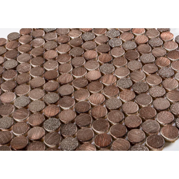 Orb 3/4" Metal Penny Round Mosaic Tile Shower Wall, Kitchen Backsplash and Wall Tile