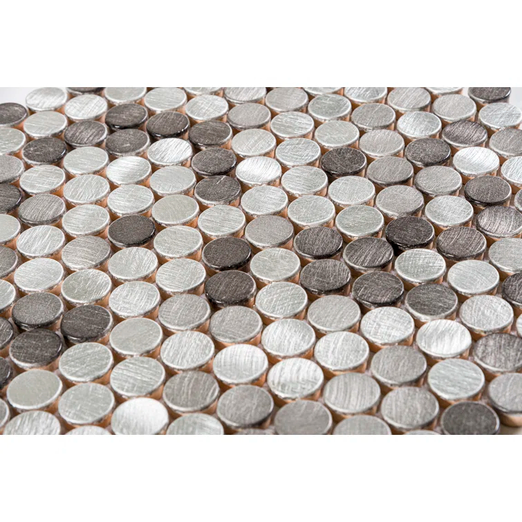 Orb 3/4" Metal Penny Round Mosaic Tile Shower Wall, Kitchen Backsplash and Wall Tile