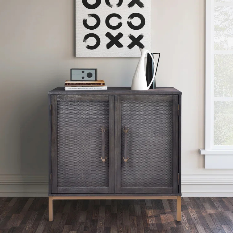 Hopper Studio Hopper Studio Sophia Solid Wood 34'' 2-Door Cabinet, Adjustable Shelf, Practical Shelving